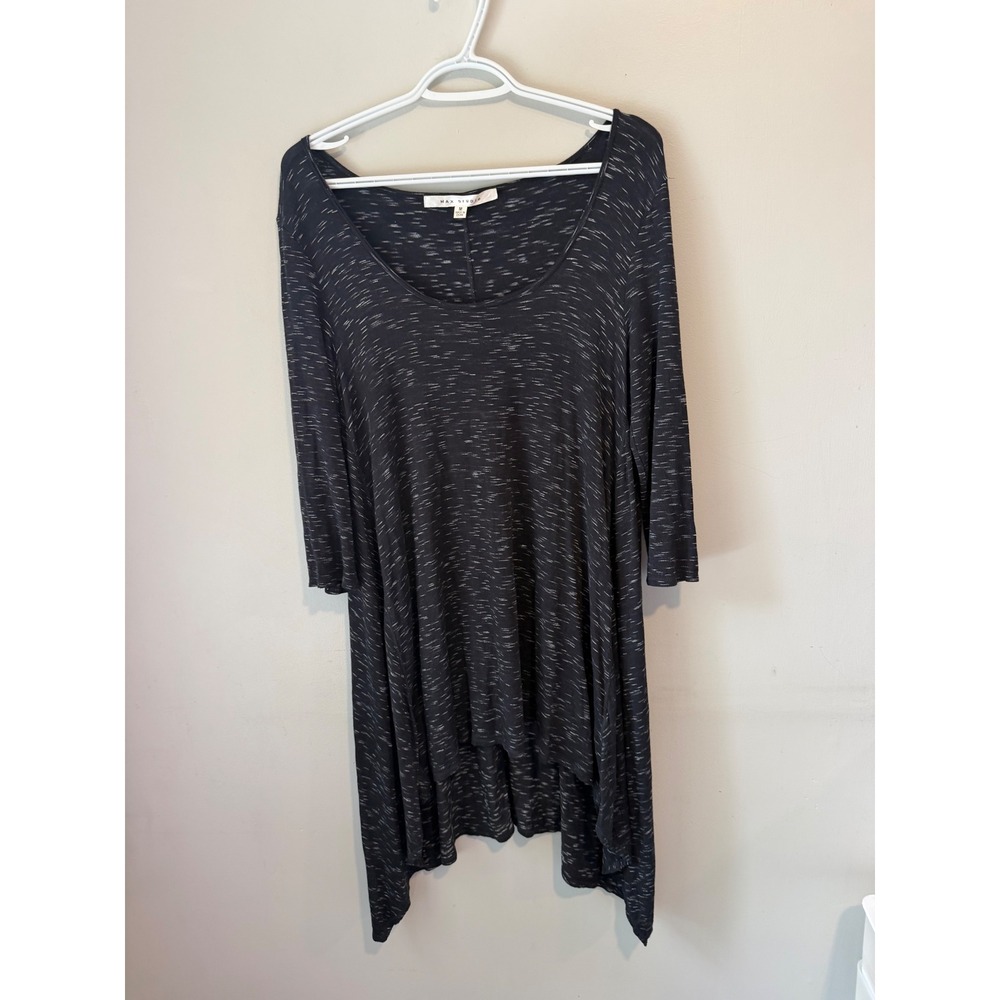 Max Studio Womens Space Dye High Low Sharkbite Tunic Top Gray Size M 5705Q88